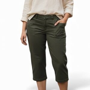 Coldwater Creek Olive Utility Crop Capri Pants Size 18